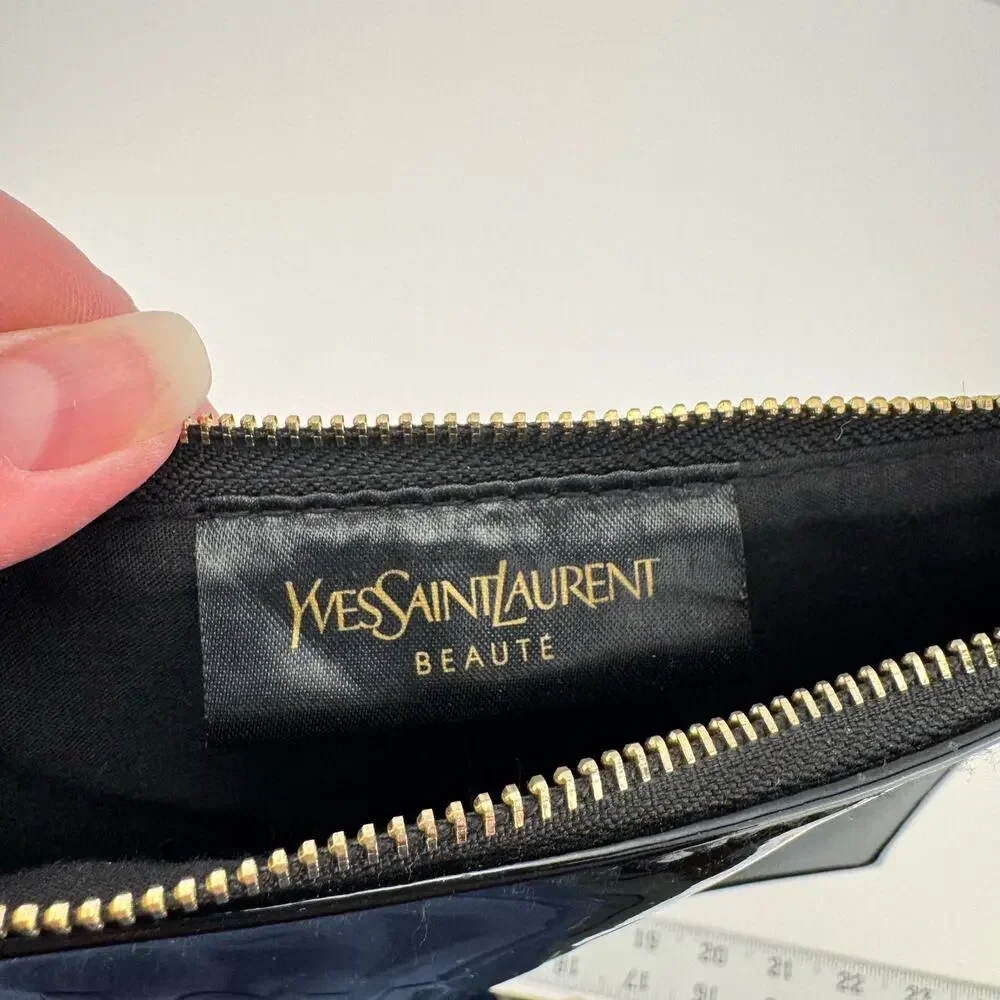 YSL Beaute Black is Bold Patent Faux Leather Zip Makeup Bag Clutch Case‎ Basic